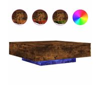 mesa de cafe - mesa de centro con luces led roble ahumado 100x100x31 cm