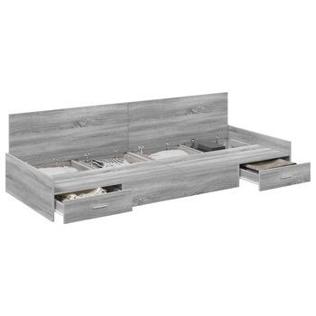 Cama Individual | Cama Para Adulto | Estructura De Cama Gris Sonoma 90 X 190 Cm Madera Contrachapada