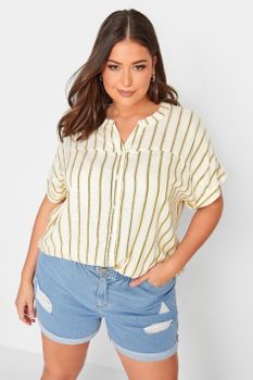 Yours Camisa Marfil De Rayas, Mujer Curvy Y Tallas Grandes, Yours