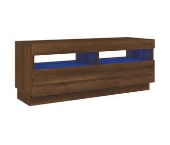 Mueble tv - mesa de tv con luces led marrón roble 100x35x40 cm