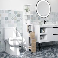 columna auxiliar de bano de mdf homcom 15x33x1368 cm natural