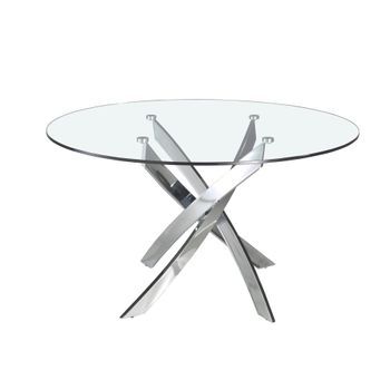 Mesa Comedor Redonda Cristal Templado Y Acero Cromado Angel Cerdá 1061-ø110 Ø110x75