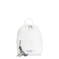 mochila con logotipo bordado y llavero personalizado white