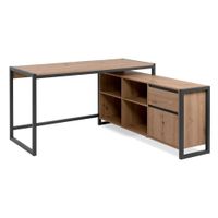 escritorio de esquina modular con 1 cajon efecto madera - l139 cm