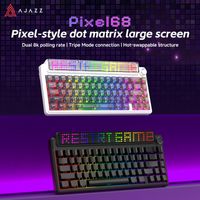 ajazz pixel68 switches white peach teclas con impresion lateral negra triple modo pantalla de matriz de puntos rgb hot swap frecuencia de sondeo dual de 8k