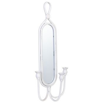 Candelabro De Pared De Metal Envejecido Dorado 26x13x62h Cm
