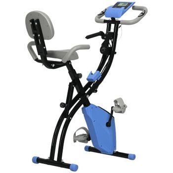 Homcom Bicicleta Estática Plegable Con Respaldo 8 Niveles Resistencia Banda
