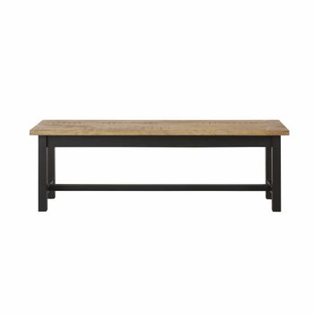 Banco de mango macizo y acero negro de 140 cm