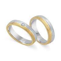alianzas 8 quilates oro amarillo-blanco con diamante