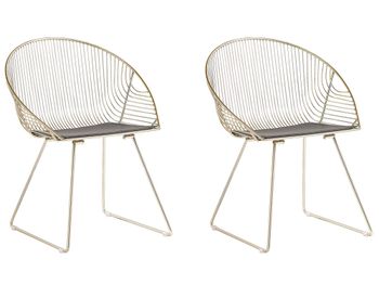 Conjunto de 2 sillas de comedor  metal dorado