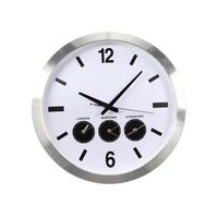 reloj de pared con 3 zonas horarias blanco y plateado 455 cm perel