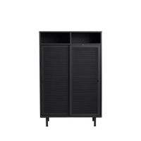 vitrina de 2 puertas 2 estantes de metal h140cm - negro