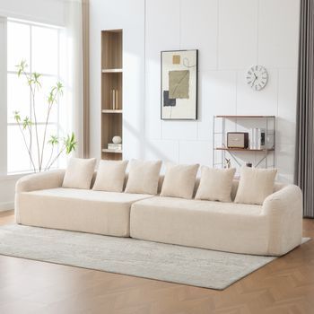 Sofá Modular De 6 Plazas - Mueble Para Salón - Chenilla - Beige