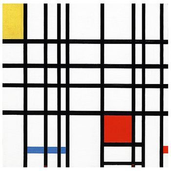Legendarte - Cuadro Lienzo, Impresión Digital - Composición En Amarillio, Azul Y Rojo - Piet Mondrian - Decoración Pared Cm. 60x60