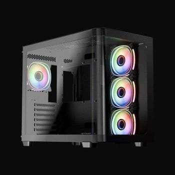 Caja PC LC-Power Gaming 8001B Pro-Storm Dark Dual-Chamber con 4 Ventiladores ARGB