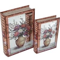 set 2 cajas libro natural blanco y verde