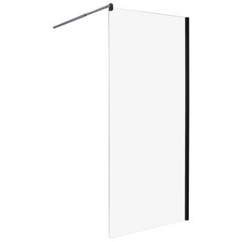 Mampara De Ducha De Vidrio Templado Sin Puerta Negro 90 X 190 Cm Ahaus