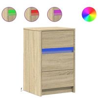 mesita de noche con cajones y led 38 x 34 x 61 cm en madera contrachapada color roble dec032775