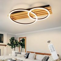 nettlife lampara de techo led regulable 55 cm moderna lampara de techo de 2 anillos 36 w diseno con control remoto para dormitorio