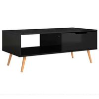 mesa de cafe - mesa de centro madera ingenieria negro brillante 100x495x43 cm