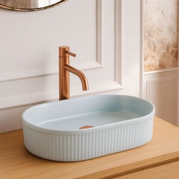 Lavabo Sobre Encimera Rea Vanda Baby Blue Matt Oval
