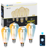 aigostar bombilla inteligente e27 edison bombilla alexa 6w 806lm bombilla vintage wifi st64 bombilla filamento regulable 2700k-6500k compatible con alexagoogle home ambar 4 pack