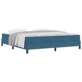 Cama Tapizada 203x180x45 Cm Madera - Azul