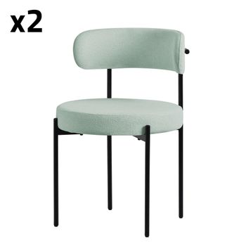 2x Sillas de comedor verde asiento poliéster Teddy con respaldo alto