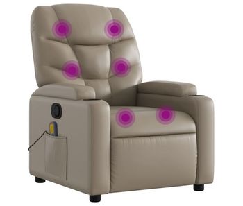 Vidaxl sillón de masaje reclinable cuero sintético color capuchino