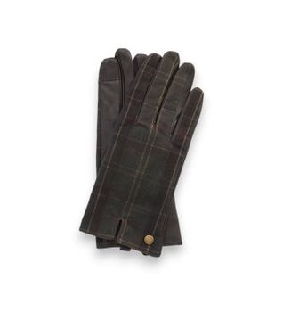Barbour para mujer. LGL0149 Guantes de piel Scarlet Tartan marrón (S), Casual, Algodón