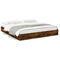 cama matrimonial  cama para adulto  cama con cajones madera de ingenieria roble ahumado 180x200 cm