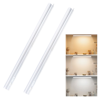 Aigostar Luz LED Cocina con Interruptor 12W Luces Armarios, 3000K/4000K/6500K, 230V Regleta LED Bajo Armarios para Cocina, Vestidor, Armario 880*34*23mm, 2 pcs