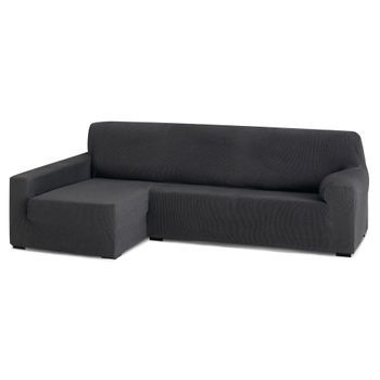 Funda Sofa Chaiselongue, Poliéster, Grisoscuro, Brazo Largo Rústica Iz