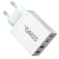 cargador usb pd de 55w 4 puertos 2usb-a  2usb-c pd qc pps cargador rapido de pared adaptador enchufe eu enchufe us para