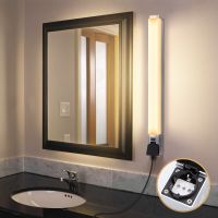 aigostar lampara led de espejo con toma de corriente 665cm 15w 1350lm lampara de bano 4000k luz natural lampara led de pared ip44 230v luz de espejo de bano de blanco apliques espejo de bano