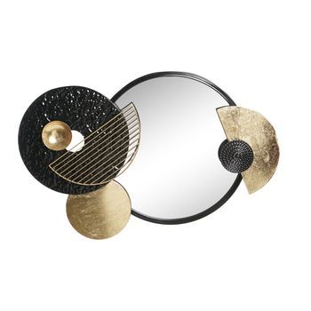 Espejo Metal Cristal 83x5x54 Circulos Negro