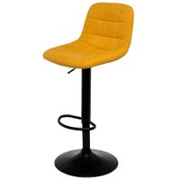 taburete elevable con asiento mostaza y patas negras