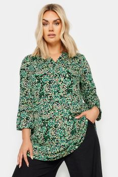 Yours Camisa Verde Estampado Confeti, Mujer Curvy Y Tallas Grandes, Yours