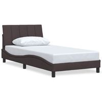 estructura de cama sin colchon hanko tela marron oscuro 100x200 cm vidaxl