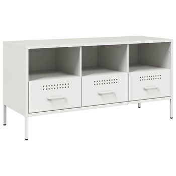Mueble Para Tv Acero Blanco 100,5x39x50,5 Cm Vidaxl