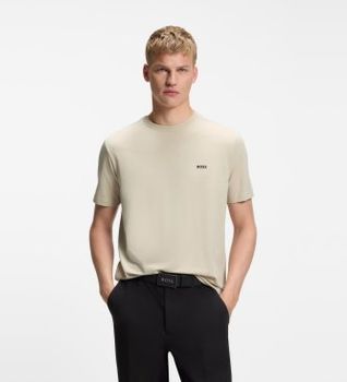 BOSS para hombre. 50506373 Camiseta con Logo a Contraste beige (S), Casual, Algodón, Manga corta
