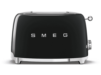 Tostadora - Smeg TSF01BLEU, 950 W, 2 rebanadas cortas, ranuras, 50's Style, Acabado brillante, Negro