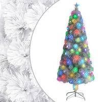 arbol de navidad  decoraciones de navidad artificial con luces fibra optica blanco 240cm cfw701783