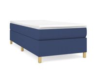 cama box spring con colchon tela azul 90x200 cm