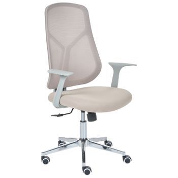 Silla De Oficina Moderna Con Base Giratoria Altura Ajustable Reposabrazos Respaldo De Malla Beige Nuviner