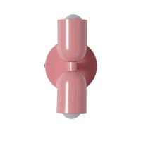 aplique de pared doble e27 de metal rosa h20 cm