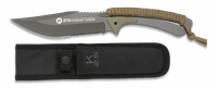 cuchillo tactico k25 mango encordado  g10 hoja de acero inox tamano total de 25 cm funda de nylon