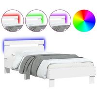 cama individual  cama para adultos  estructura de cama con cabecero y luces led blanco 75x190 cm
