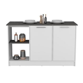 Isla De Cocina Juniper En Melamina Con 2 Puertas Y 6 Estantes , Multicolor , 90 Cm X 150 Cm X 64 Cm