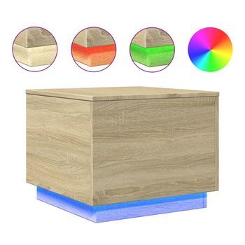 Mesa De Centro，mesa Auxiliar，mesa De Café Con Luces Led Roble Sonoma 50x50x40 Cm